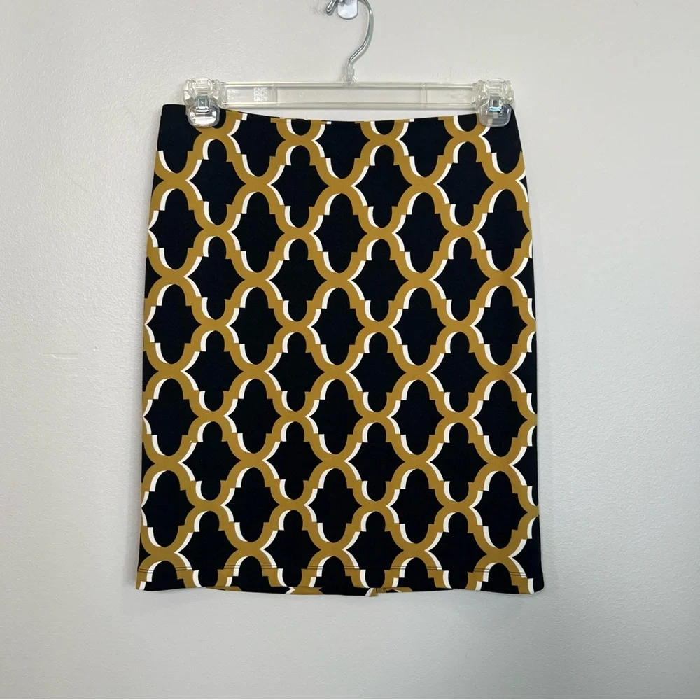 J. McLaughlin Office Workwear Pencil Skirt In black and golden yellow size 2
